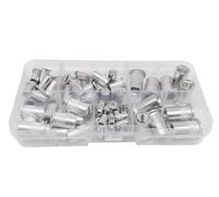 1 Box 70/205/402pcs M3 M4 M5 M6 M8 304 A2-70 Stainless Steel Carbon Steel Aluminum Flat Head Rivet Nut Rivnut Set Assortment Kit(Mix material 402pcs)