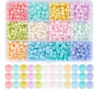 1 Box 933Pcs 6 Colors Blue Cylinder Beads Glass Tube Seed Opaque Colorful Small Mini 4 X 5.5mm Column Baking Paint Spacer Bead Kits For Jewellery Making Necklaces Bracelets DIY Crafts(Macarons)