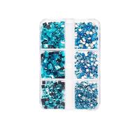 1 Box Approx 1060pcs Flat Back Rhinestone Square&Round Blue Rhinestones for Craft Diamante Gems Flatback Gemstone Embellishments for Nail Art