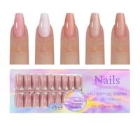 1 Box Artificial False Nails Full Stick on Nails Nude Press On Nails French Gel Nails Tips Manicures Suppliss