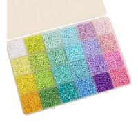1 Box Assorted Colors Seed Beads for Bracelet Making 3mm Small Glass Seed Bead Mini Spacer Glass Beads for Embroidery Beading Jewerly Making-Approx 5200pcs