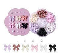 1 Box Bow Nail with 7 Grids Nail Art Colorful and Gems Decorative Bow Diverse Styles for Nails Art DIY Manicure Craft Decoration