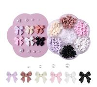1 Box Bow Nail with 7 Grids Nail Art Colorful and Gems Decorative Bow Diverse Styles for Nails Art DIY Manicure Craft Decoration, Nai