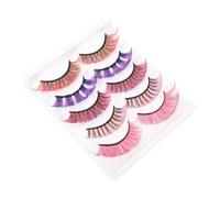 1 Box Colored Synthetic Fiber Eyelashes Five Pair D Curl | Natural Look, Realistic Decoration, Party Makeup Use, Chinlon and Polyester Fiber, Mixed Set