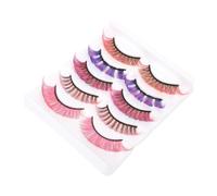 1 Box Five Pair Mixed D Curl Color Fake Eyelashes for Beginners | Chinlon and Polyester Fiber, Full Natural Curve, for Eyelids, Night out Makeup Practice