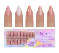1 Box French Tip False Nails Nude Press On Nails Soft Gels Nails Tips Artificial Nails Full Stick On Nails