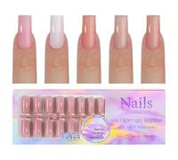 1 Box French Tip False Nails Nude Press On Nails Soft Gels Nails Tips Artificial Nails Full Stick On Nails