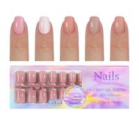 1 Box French Tip False Nails Nude Press On Nails Soft Gels Nails Tips Artificial Nails Full Stick On Nails