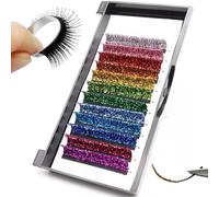 1 Box Lash Extensions, 0.55 Inch Fiber Colored Lashes, Adhesive Colored Fringe Extensions for Everyday, Costume, Christmas, Birthday Party or Any Special Party