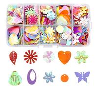 1 Box Mixed Sequins for Crafts, Assorted Shapes Sequins for Sewing, AB Metallic Sequins, DIY Iridescent Spangles Paillettes, Loose Sequins for Arts Crafts Jewelry Clothes Making Decoration