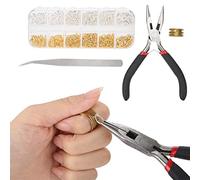 1 Box Mixed Sizes Jewelry Findings Craft Kit, Polished Jump Rings, Decorative Bracelet Connectors for DIY Jewelry and Keychain Making Projects (Comes with Pliers)