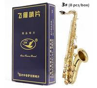 1 Box Natural Alto Sax Reeds Saxophone Reeds Bb Clarinet Reeds For Eb Alto Tenor Soprano Sax Bb Clarinet Classical popular Jazz Blues (1 Box(8pcs) Tenor Sax-3#)
