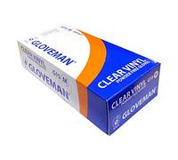 1 Box of Gloveman Clear Vinyl Powder Free Gloves - Sizes Extra Small to Extra Large (Large)