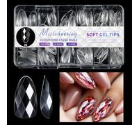 1 Box Soft Gels Nails Tip Irregular False Nails Almond Press On Nails Full Stick On Nails 3D Diamonds False Nails