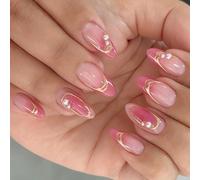 1 Box Versatile False Nails Almond Shape Gradient Gilded Nails Art for Various Outfits Fashion Manicure Press on Nail