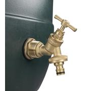 1" Brass Metal Lever Water Butt Replacement Tap with Quick Hosepipe Outlet - Durable Bib Tap for Garden Watering and Irrigation Systems (Brass bib (Quick Connector))