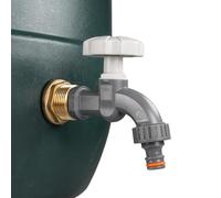 1" Brass Metal Lever Water Butt Replacement Tap with Quick Hosepipe Outlet - Durable Bib Tap for Garden Watering and Irrigation Systems (Plastic Dial Tap (Grey))