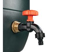 1" Brass Metal Lever Water Butt Replacement Tap with Quick Hosepipe Outlet - Durable Bib Tap for Garden Watering and Irrigation Systems (Plastic Dial Tap (Black))