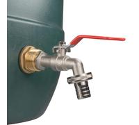 1" Brass Metal Lever Water Butt Replacement Tap with Quick Hosepipe Outlet - Durable Bib Tap for Garden Watering and Irrigation Systems (Lever tap (Barbed))