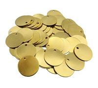 1”Brass Valve Tags Industrial Grade Stamping Tags 0.039” Round Engraved Metal Blanks Chits with Hole for Pipe Valves, Equipment, Tool and Keys Labeling 50 Pack