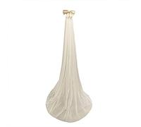 1 Bridal Veil with Comb Sheer Veil Cathedral Length Pencil White Bow Decor Dot Tulle Veil for Wedding Party