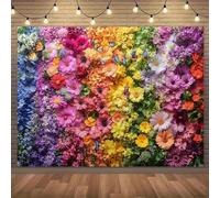 1 bright rainbow flower wall background with blooming flowers bold and playful party birthday