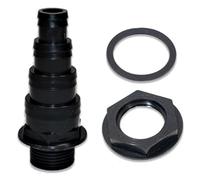 1” BSP 4-Stepped Hosetail & Threaded Backnut - For Flexible Hose (20mm, 25mm, 32mm & 38mm ID) | Barbed Hose Fitting | Multi Hose Adaptor | Corrugated Pond Pipe | Supplied with Sealing Washer & Backnut