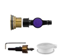 1" Bsp Brass Water Butt Connector Kit With 3/4" Bsp To 13mm Barbed Irrigation Valve, Ptfe Tape And 34mm Hss Hole Saw Cutter
