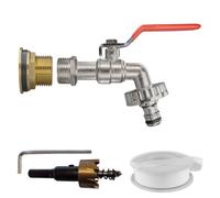 1" Bsp Brass Water Butt Kit With Snap On Lever Tap Ptfe Tape And 34mm Hss Hole Saw