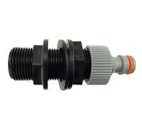 1"BSP mdpe waterpipe,hozelock compatable,water butt connector,water storage tank outlet connector with single hozelock type connector £6.99