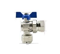 1" BSPP Female Fit 20/25mm ID/OD PEX Tube Nickel Plated Brass Angle Ball Valve with Blue Handle for Water Mainfold