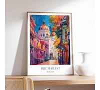 1 Bucharest Poster Romania Poster Bucharest Travel Romania Travel Eastern Europe Travel Eastern A4 Poster on Canvas - Wall Art Home Decor Movie Poster Canvas Film Cinema Retro Vintage Cult Classic No