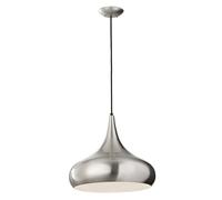 Loops 1 Bulb Ceiling Pendant Light Fitting Brushed Steel LED E27 100W Bulb in Metallics Loops Metallics