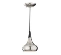 Loops 1 Bulb Ceiling Pendant Light Fitting Brushed Steel LED E27 60W Bulb in Metallics Loops Metallics
