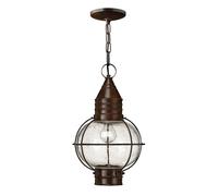 1 Bulb Chain Onion Lantern Light Clear Seedy Glass Sienna Bronze LED E27 Bulb