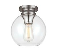 Elegant 1 Bulb Flush Mount Light Fixture With Polished Nickel Finish For Low Ceilings