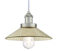 1 Bulb Light Fitting Pendant Bonnie Brushed Nickel with Ribbed Mirror Glass