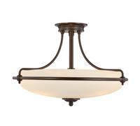1 Bulb Semi Flush Light Palladian Bronze LED E27 100W Bulb