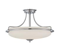 1 Bulb Semi Flush Uplighter Etched Glass Shade Antique Nickel LED E27 100W