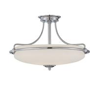 1 Bulb Semi Flush Uplighter Etched Glass Shade Antique Nickel LED E27 100W