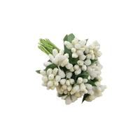 1 Bunch 12pcs Artificial Flower Stamen, 9cm Mini Artificial Pip Berry Picks Bunch for Craft DIY Wreath Making Wedding Decor, Beige