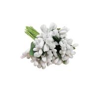 1 Bunch 12pcs Artificial Flower Stamen, 9cm Mini Artificial Pip Berry Picks Bunch for Craft DIY Wreath Making Wedding Decor, White