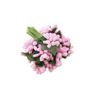 1 Bunch 12pcs Artificial Flower Stamen, 9cm Mini Artificial Pip Berry Picks Bunch for Craft DIY Wreath Making Wedding Decor, Pink