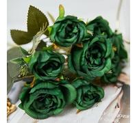 1 bunch of vintage artificial flowers Silk peony green rose decoration DIY fake flowers Autumn wedding home decoration Table par-Dark green