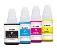 1 Canon GI-490PGBK Black + 1 Colour Set GI-490C/M/Y Original Ink Bottles