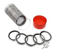 1 Cap-Tube & 20 Black Ring Air-Tite Coin Holder Capsules for "I" 38mm Silver Dollar Coins