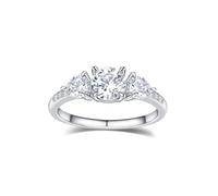 1 Carat Color-D VVS1 Clarity Moissanite Rings for Women, Three-Stone/Flower/Oval/Radiant Cut, Wedding Bands Engagement Promise Aniversary Ring, Solid 925 Sterling Silver Rhodium Finish, Size 4-11