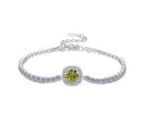 1-carat D-color moissanite women's silver bracelet, made of platinum material, with genuine gold electroplating for long-lasting color retention. It is a gift for women's engagement birthdays