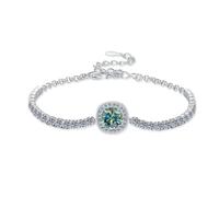 1-carat D-color moissanite women's silver bracelet, made of platinum material, with genuine gold electroplating for long-lasting color retention. It is a gift for women's engagement birthdays