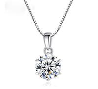 1 Carat Real Moissanite Pendant Necklace For Women 100% Wedding Party Bridal Fine Jewelry